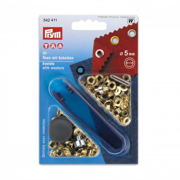 Prym 542411 Ösen und Scheiben 5,0 mm gold