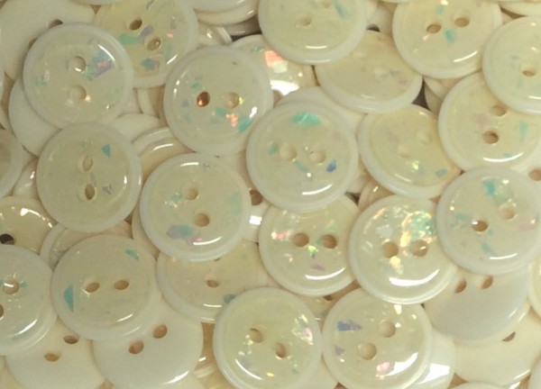 Knopf 11 mm Perlmutt Optik creme/ Multicolorglitzer