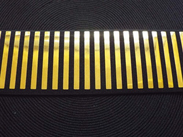 Gürtel Gummi 40 mm schwarz/gold