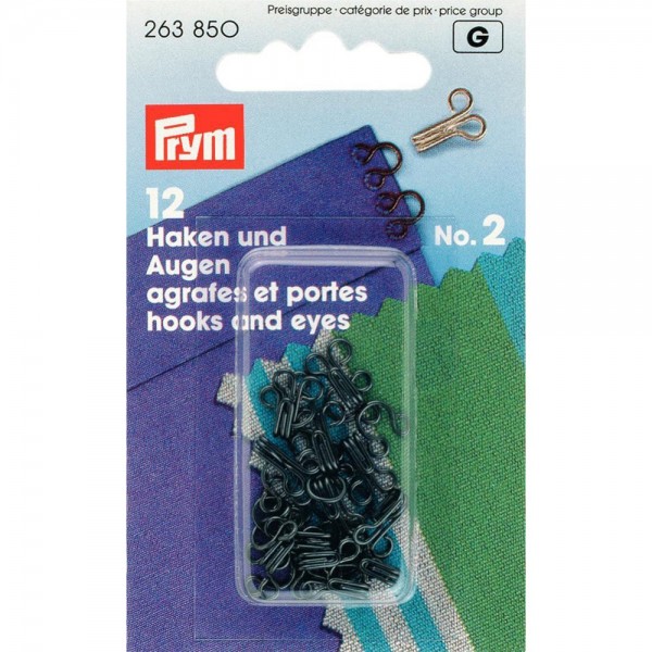 Prym 263850 Federhaken und Augen Größe 2 schwarz