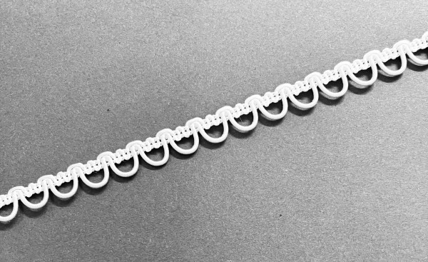 Band/Borte mit Gummischlaufen/ Gummiösen elastisch weiß 9mm