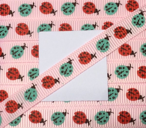 Ripsband 10 mm rosa Käfer