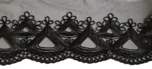 Tüllspitze schwarz 90 mm bestickt