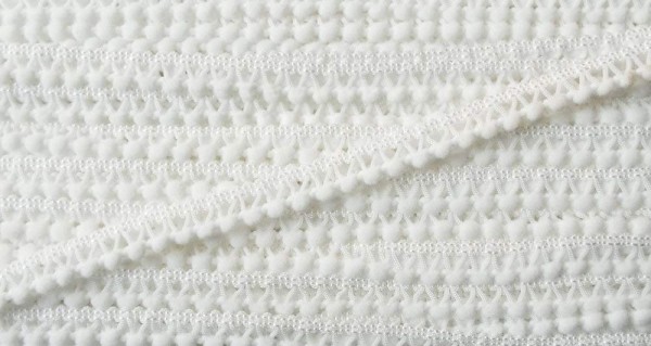 Pomponborte weiß 10 mm