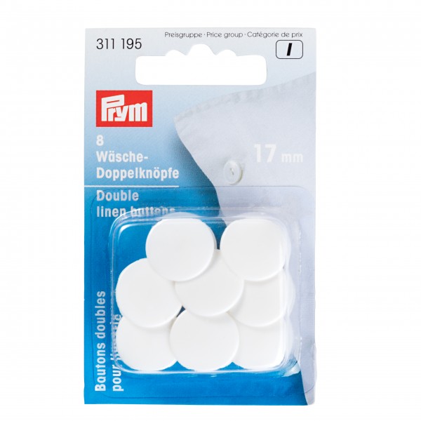 Prym 311195 Wäsche-Doppelknöpfe KST 26'' 17 mm weiß