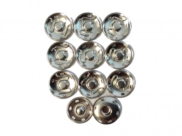 10 Druckknöpfe zum Annähen Metall silber 21 mm