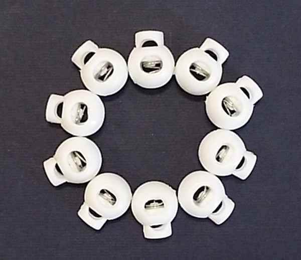 Kordelstopper weiß Kugel 1-Loch