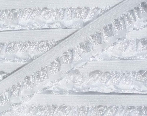 Wäschespitze/Wäscherüsche elastisch 17 mm weiß