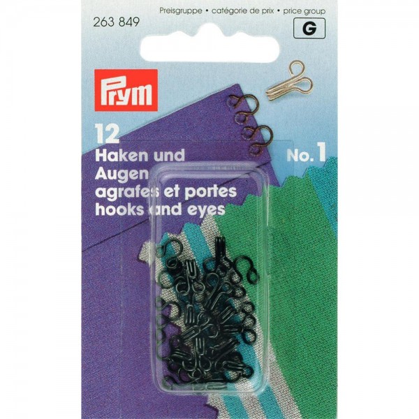 Prym 263849 Federhaken und Augen 1 schwarz