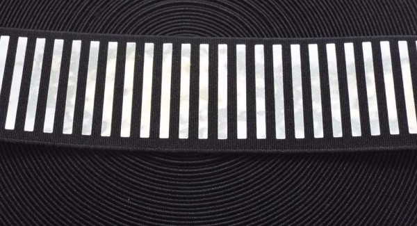 Gürtel Gummi 40 mm schwarz/silber