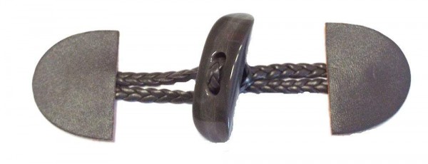 Knebelverschluß grau mit Knebelknopf 45 x 15 mm