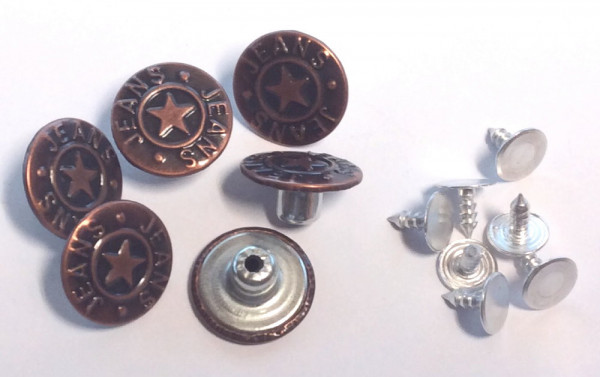 Nähfrei-Jeans-Knopf 17mm alt kupfer