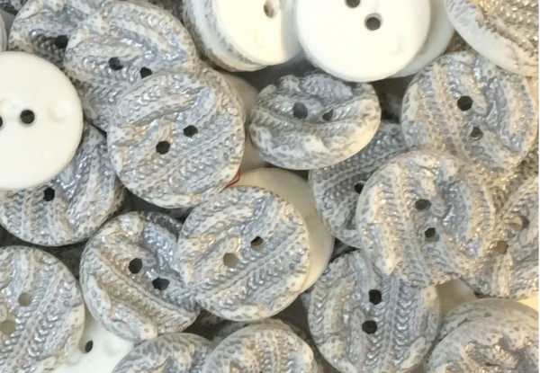 Knopf 23 mm silber Strickmuster
