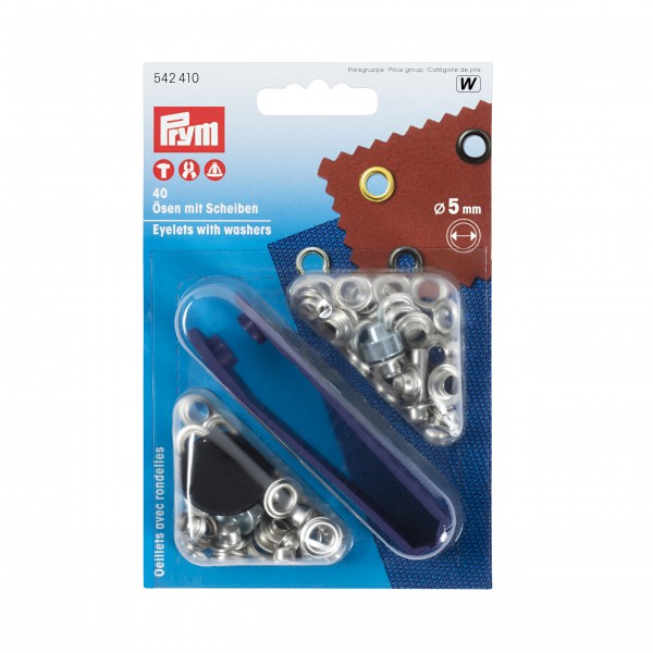 Prym 542410 Ösen und Scheiben 5,0 mm silber