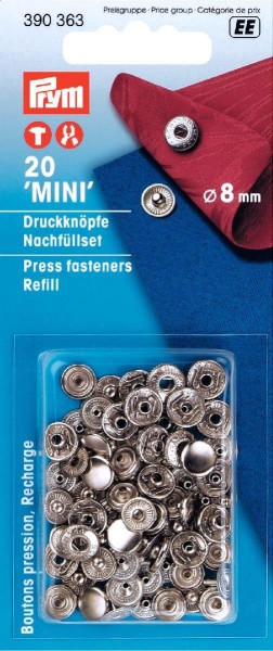 Prym 390363 Nähfrei-Nachfüllpackung für 390360 8 mm silberfarbig