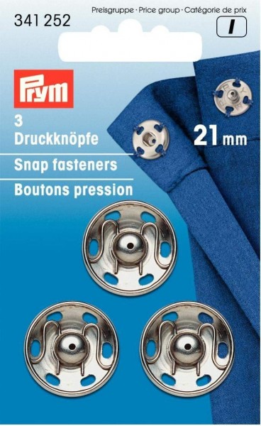 Prym 341252 Annäh-Druckknöpfe 21 mm silber