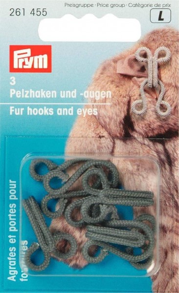 Prym 261455 Pelzhaken und Augen grau