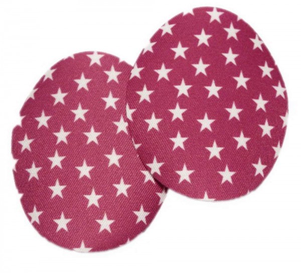 1 Paar Patches/Bügelflicken mit Sternen 90 x 75 mm fuchsia