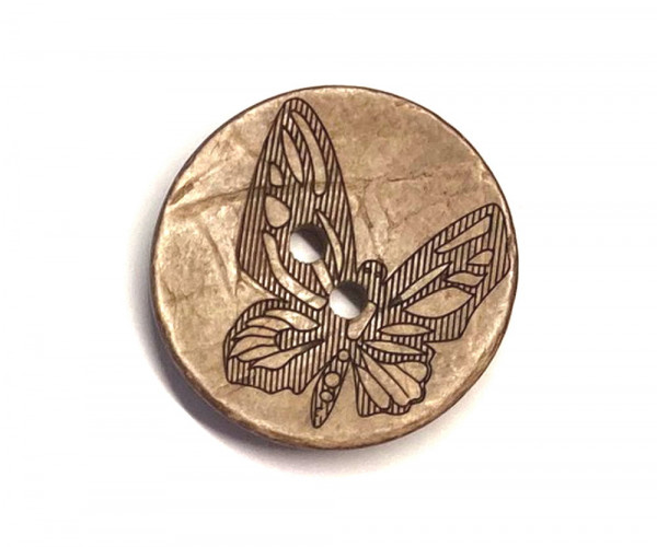 Knopf Echt Kokos 38 mm natur Schmetterling