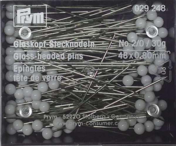 Prym 029248 Glaskopfnadeln 0,80 x 48 mm weiß