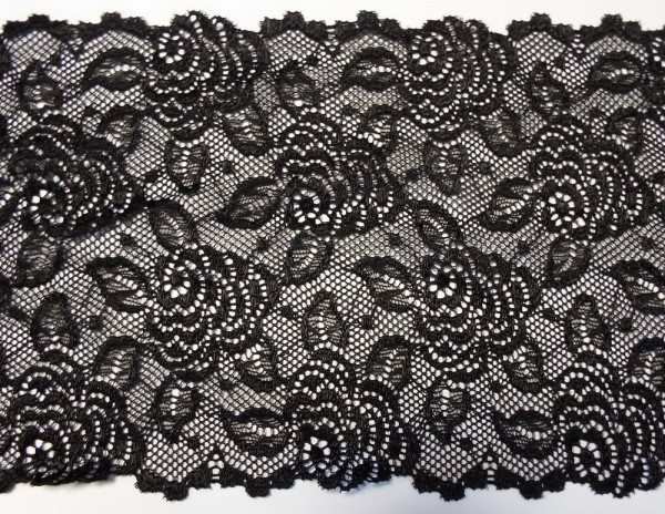 5 m Dessousspitze elastisch 145 mm schwarz