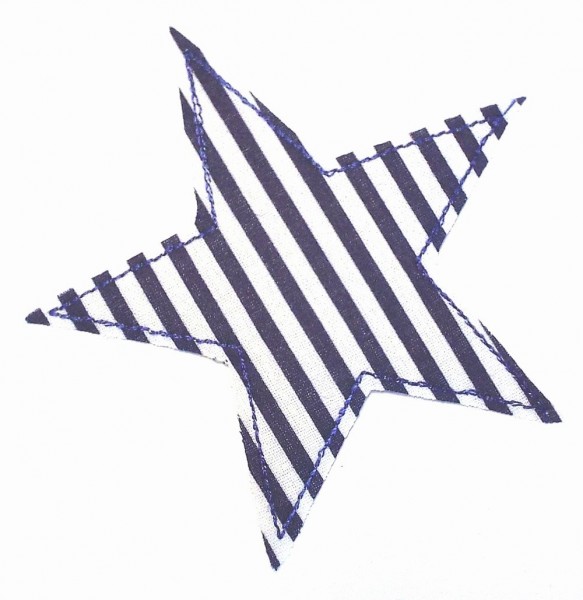 Patches/Bügelflicken Stern dunkel blau gestreift 11,5 cm