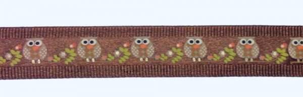 Satinband braun 20 mm Eulen