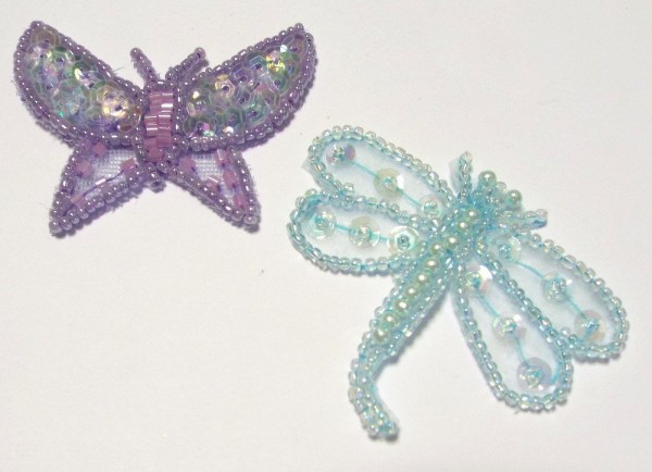 Applikationen Sortiment Schmetterling und Libelle mit Pailletten