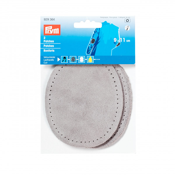 Prym 929364 Patches Veloursleder, zum Aufnähen, 9 x 11cm, grau