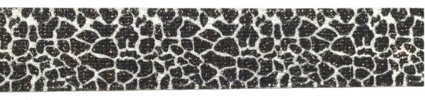 Gummiband 35 mm schwarz/weiß/Lurex Animal-Print