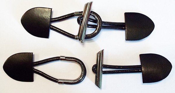 Knebelverschluß schwarz alt silber