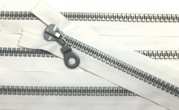 Reißverschluß creme 060 cm Motorrad teilbar Kette silber