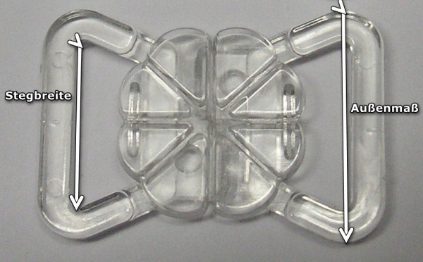 2 Bikiniverschlüsse transparent 15 mm