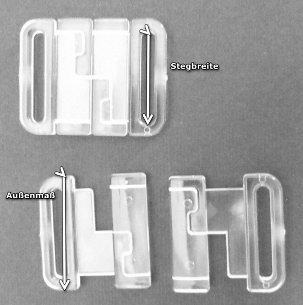 Bikiniverschluß transparent 15 mm 2 Stück