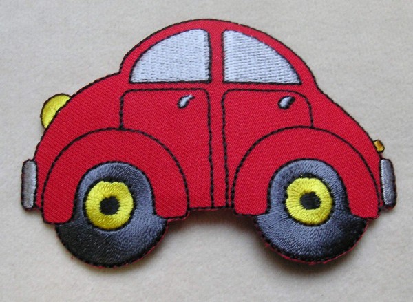 Applikation "rotes Auto" 90 x 65 mm zum Aufbügeln