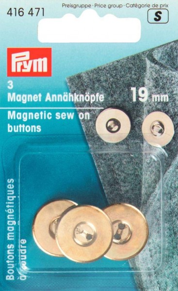Prym 416471 Magnet-Annähknöpfe 19 mm goldfarbig
