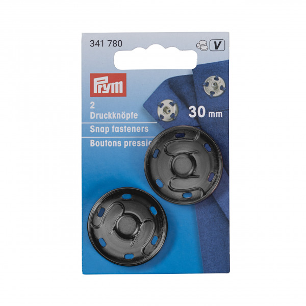 Prym 341780 Annäh-Druckknöpfe Metall 30 mm altsilber