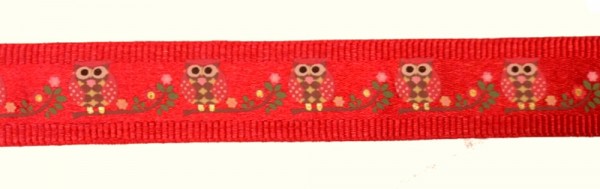 Satinband rot 20 mm Eulen