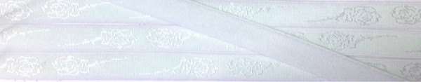 BH-Trägerband 10 mm weiß Rosenmuster satiniert