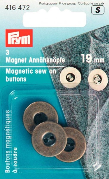 Prym 416472 Magnet-Annähknöpfe 19 mm altmessing