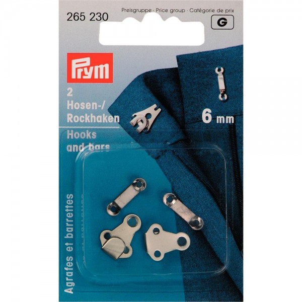Prym 265230 Hosen/Rockhaken und Stege 6 mm silber