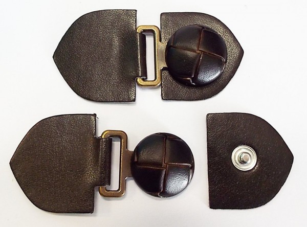 Bekleidungsverschluss dunkel braun mit Druckknopf 80 mm