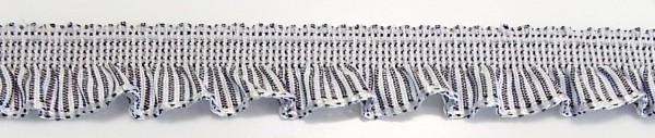 Rüsche grau/weiß gestreift 13 mm