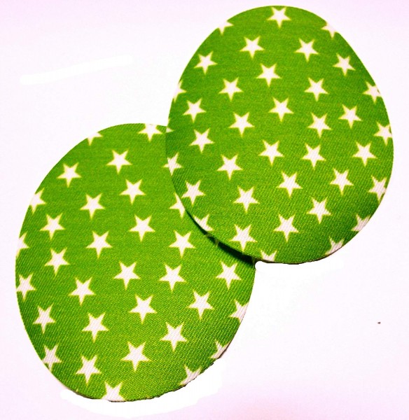 1 Paar Patches/Bügelflicken mit Sternen 90 x 75 mm apfel grün