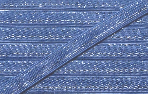 Gummilitze 7 mm Lurex blau / silber