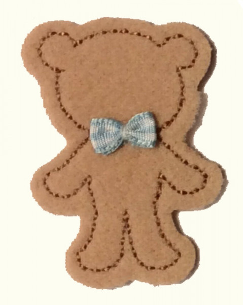 Applikation "Bärchen mit Fliege" 45 x 40 mm aufbügelbar