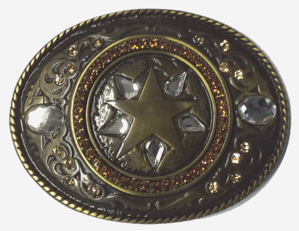 Gürtelschließe Stegbreite 40 mm antik mit Straß