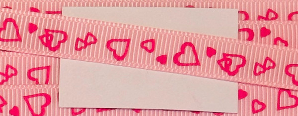Ripsband 10 mm rosa / pink Herzen