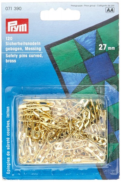 Prym 071390 Sicherheitsnadeln gebogen MS 27 mm goldfarbig