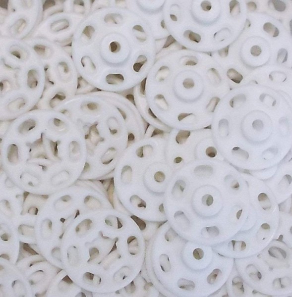 10 Annäh-Druckknöpfe Kunststoff 18 mm weiß